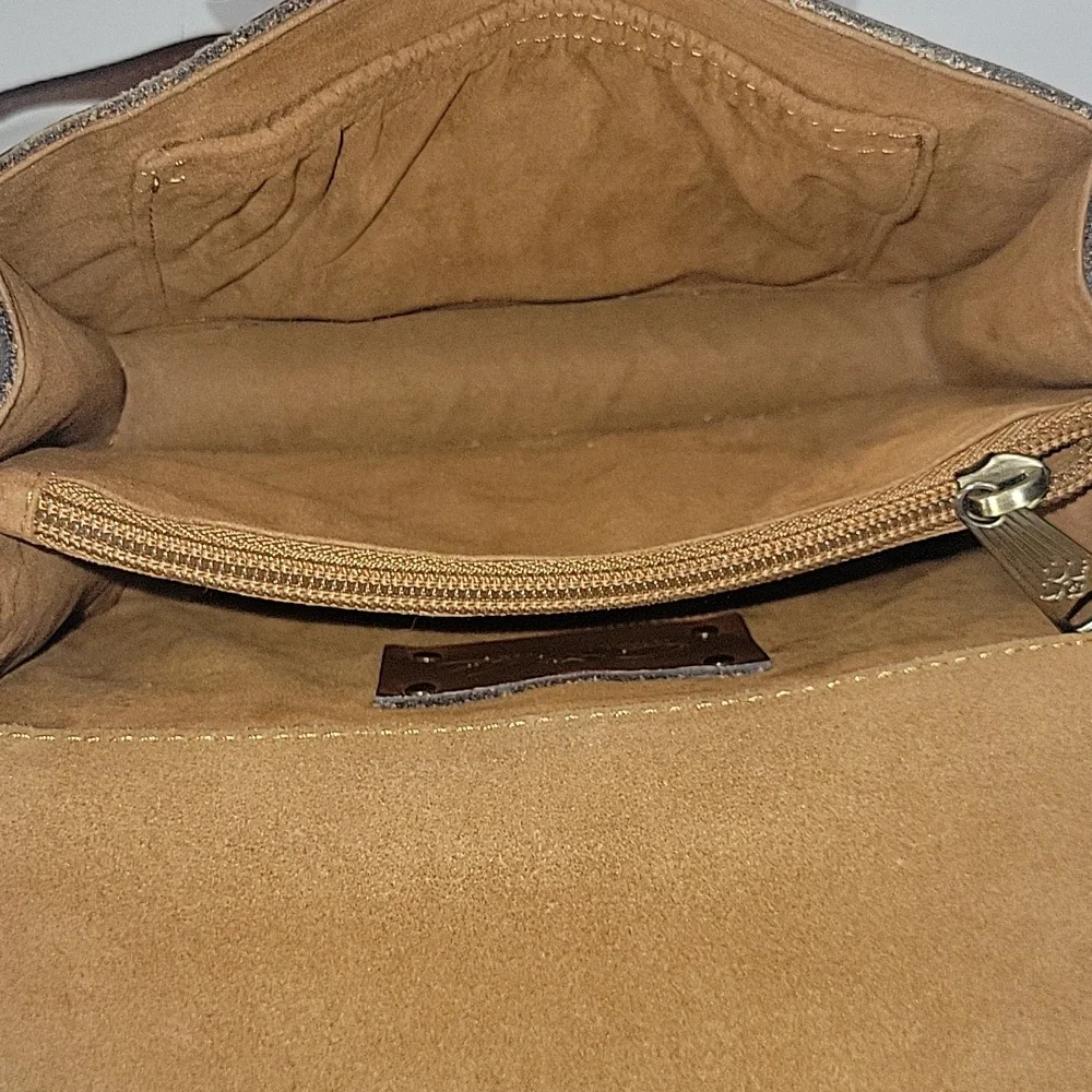 Patricia Nash Brown Patchwork Leather Top-Handle Crossbody Bag
